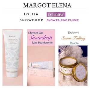 3 MARGOT ELENA LOLLIA SNOWDROP + Limited Edition SNOW FALLING Travel Candle Tin